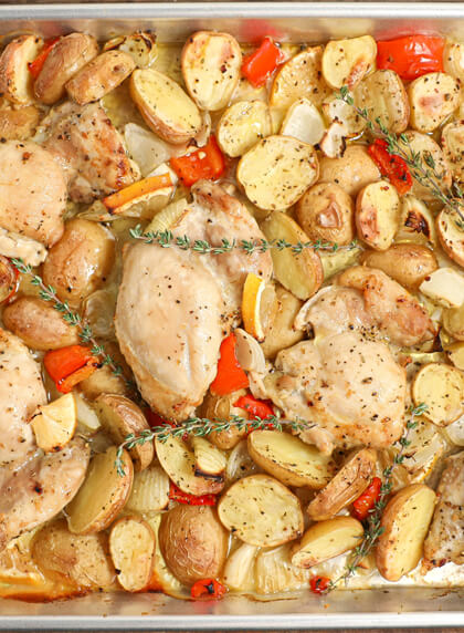 Greek Sheet Pan Chicken Bake